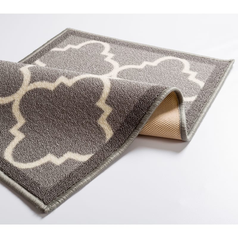 Well Woven Modern Bold Lattice Non-Skid Backing Mat Runner Rug