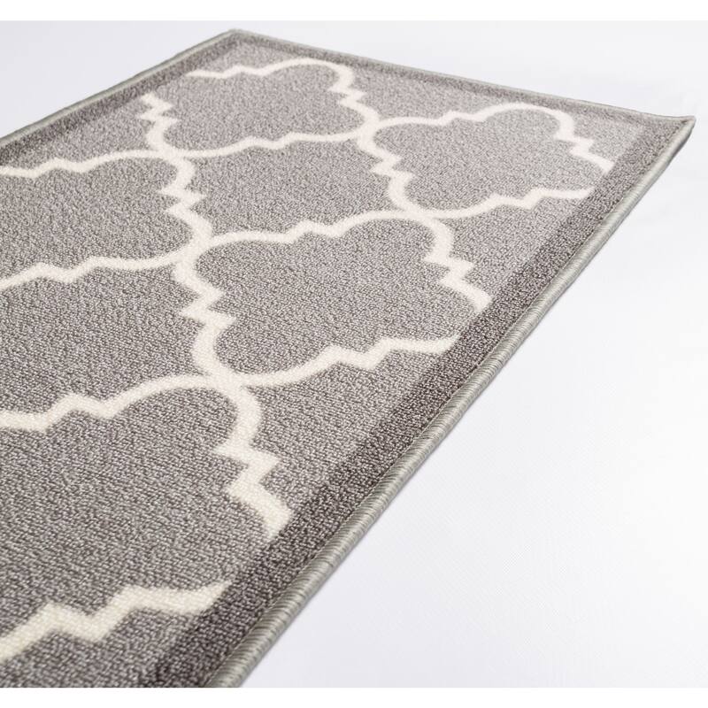 Well Woven Modern Bold Lattice Non-Skid Backing Mat Runner Rug