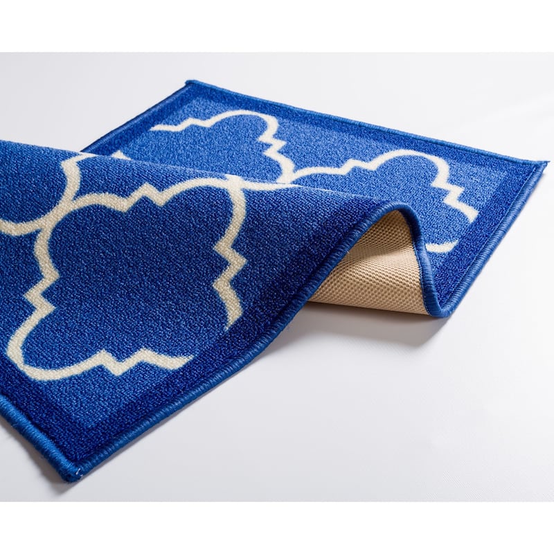 Well Woven Modern Bold Lattice Non-Skid Backing Mat Runner Rug