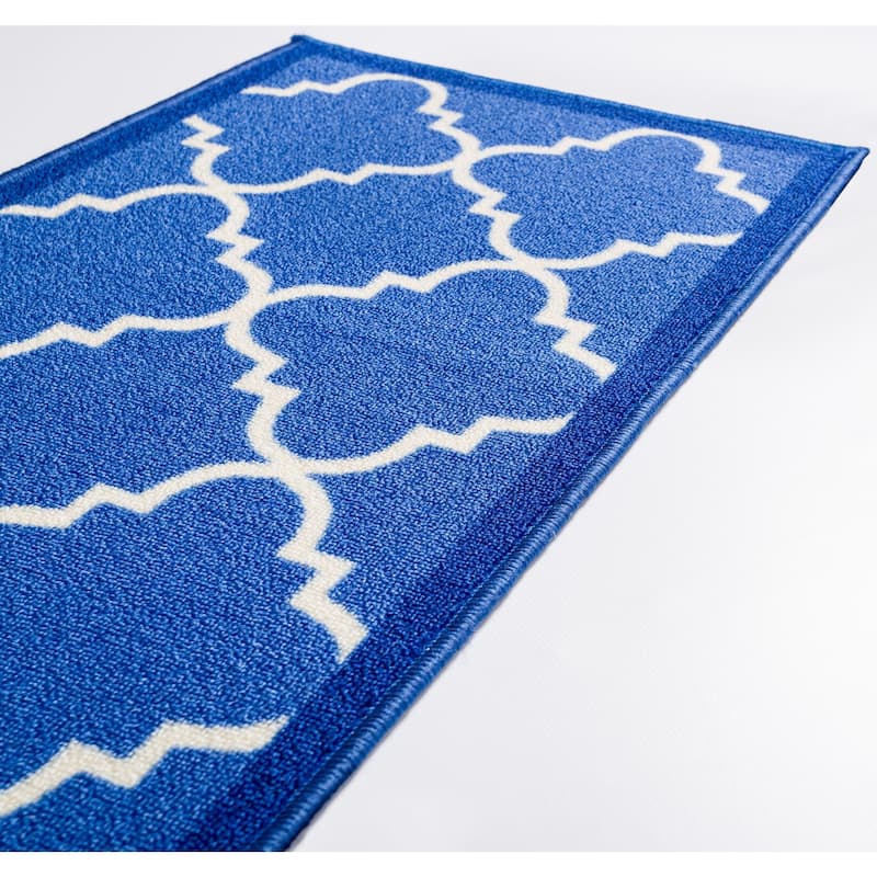 Well Woven Modern Bold Lattice Non-Skid Backing Mat Runner Rug