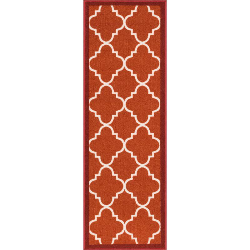 Well Woven Modern Bold Lattice Non-Skid Backing Mat Runner Rug