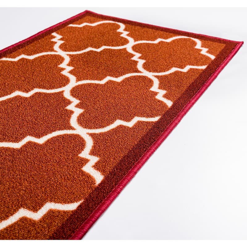 Well Woven Modern Bold Lattice Non-Skid Backing Mat Runner Rug