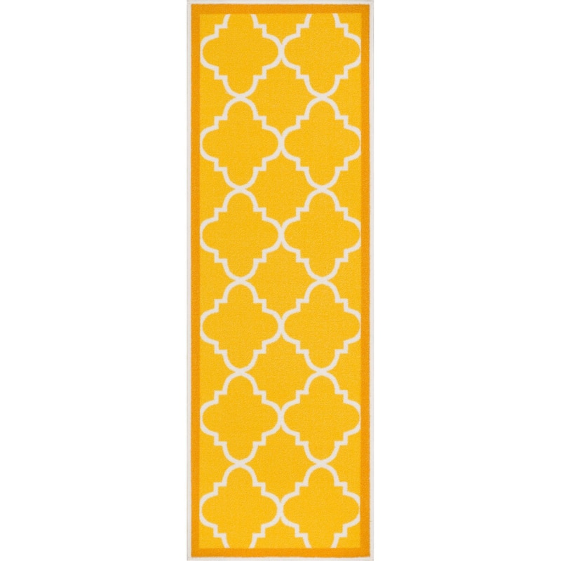 Well Woven Modern Bold Lattice Non-Skid Backing Mat Runner Rug