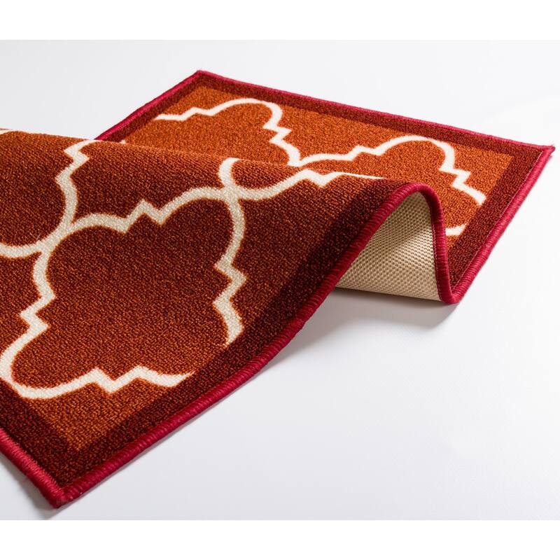 Well Woven Modern Bold Lattice Non-Skid Backing Mat Runner Rug