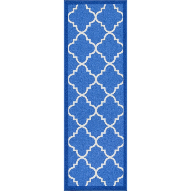 Well Woven Modern Bold Lattice Non-Skid Backing Mat Runner Rug
