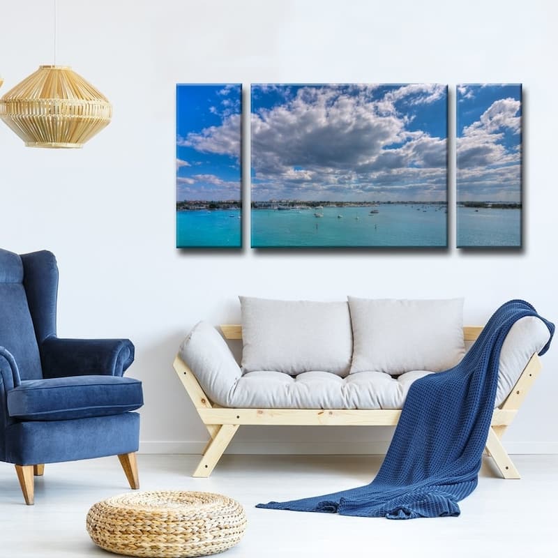 Ready2HangArt 'Blue Daydream' Oversized 3PC Canvas Wall Decor Set