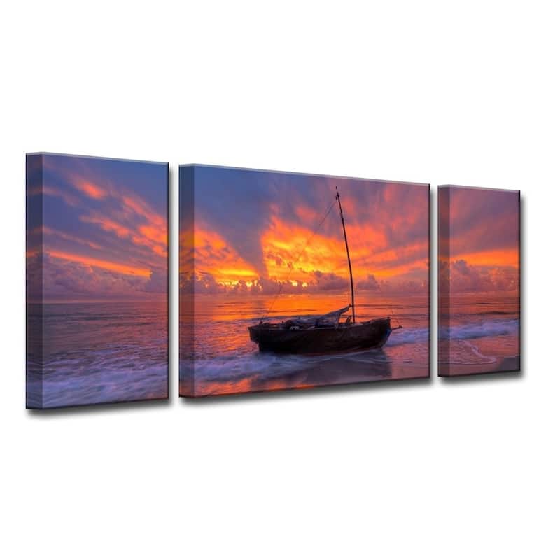 Ready2HangArt 'Shoreline's Kiss' Oversized 3PC Canvas Wall Decor Set