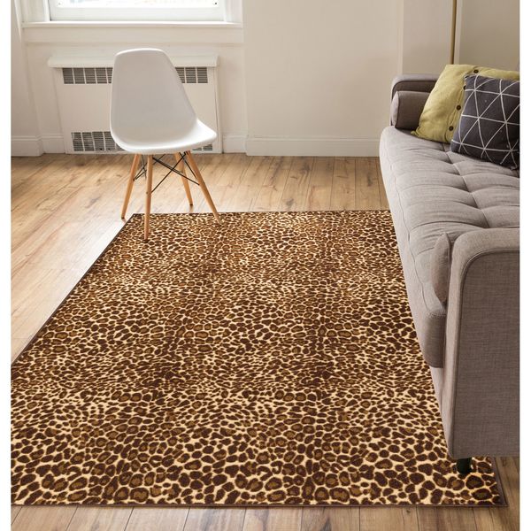 Well Woven Modern Animal Print Leopard Brown Non Skid Backing Well Woven Modern Animal Print Leopard Brown Non Skid Backing Area Rug 3