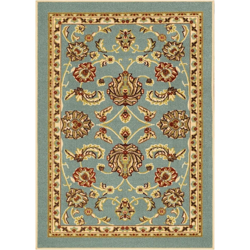 Well Woven Traditional Sarouk Non-Skid Backing Area Rug