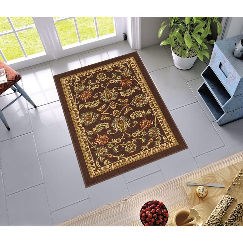 Well Woven Traditional Sarouk Non-Skid Backing Area Rug
