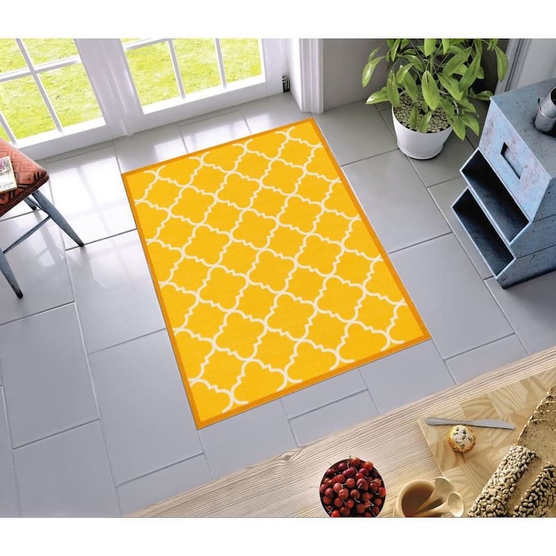Well Woven Modern Bold Lattice Non-Skid Backing Area Rug - 3'3" x 4'7"