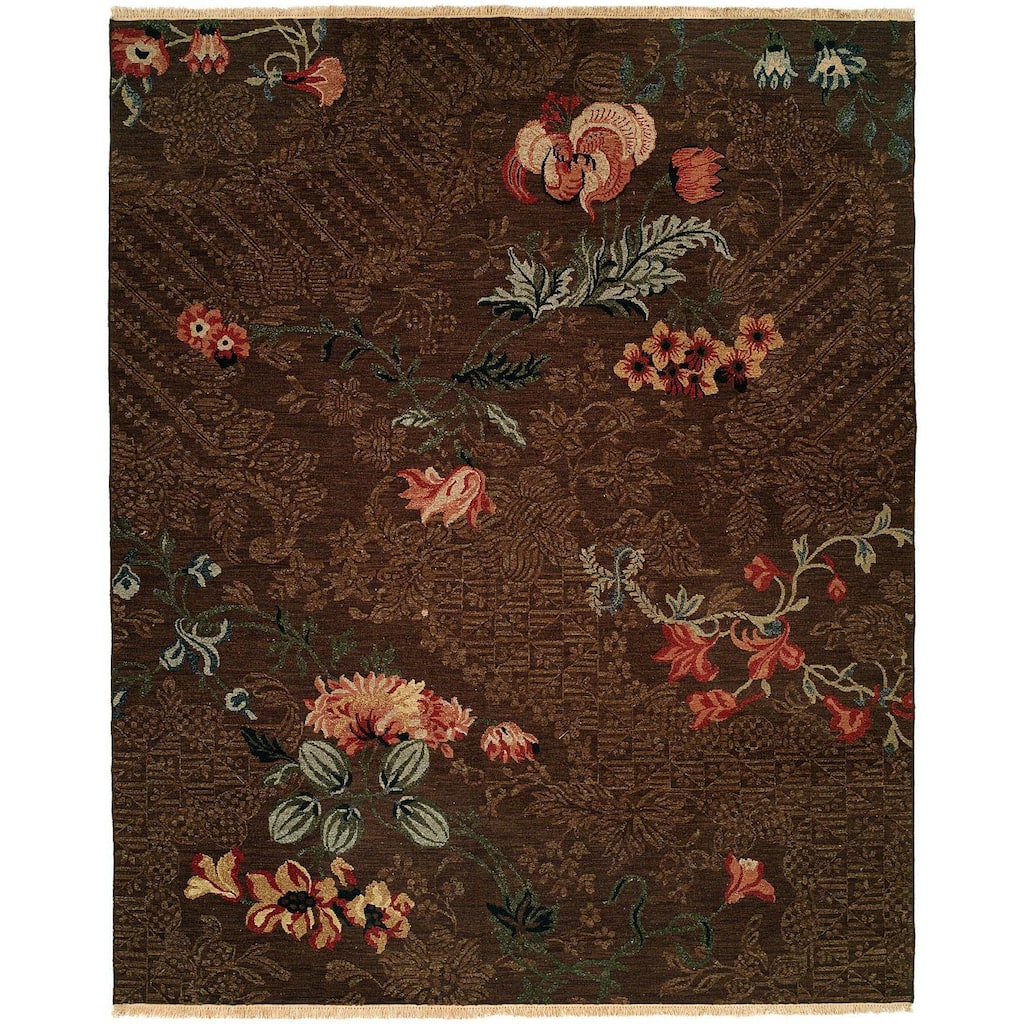 Caspian Soumak Brown Wool Area Rug