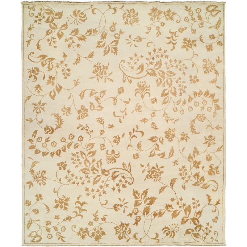 Carol Bolton Alabaster Leaf Cream Wool Hand-knotted Area Rug