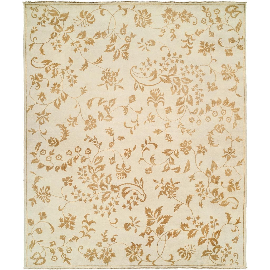 Carol Bolton Alabaster Leaf Cream Wool Hand-knotted Area Rug