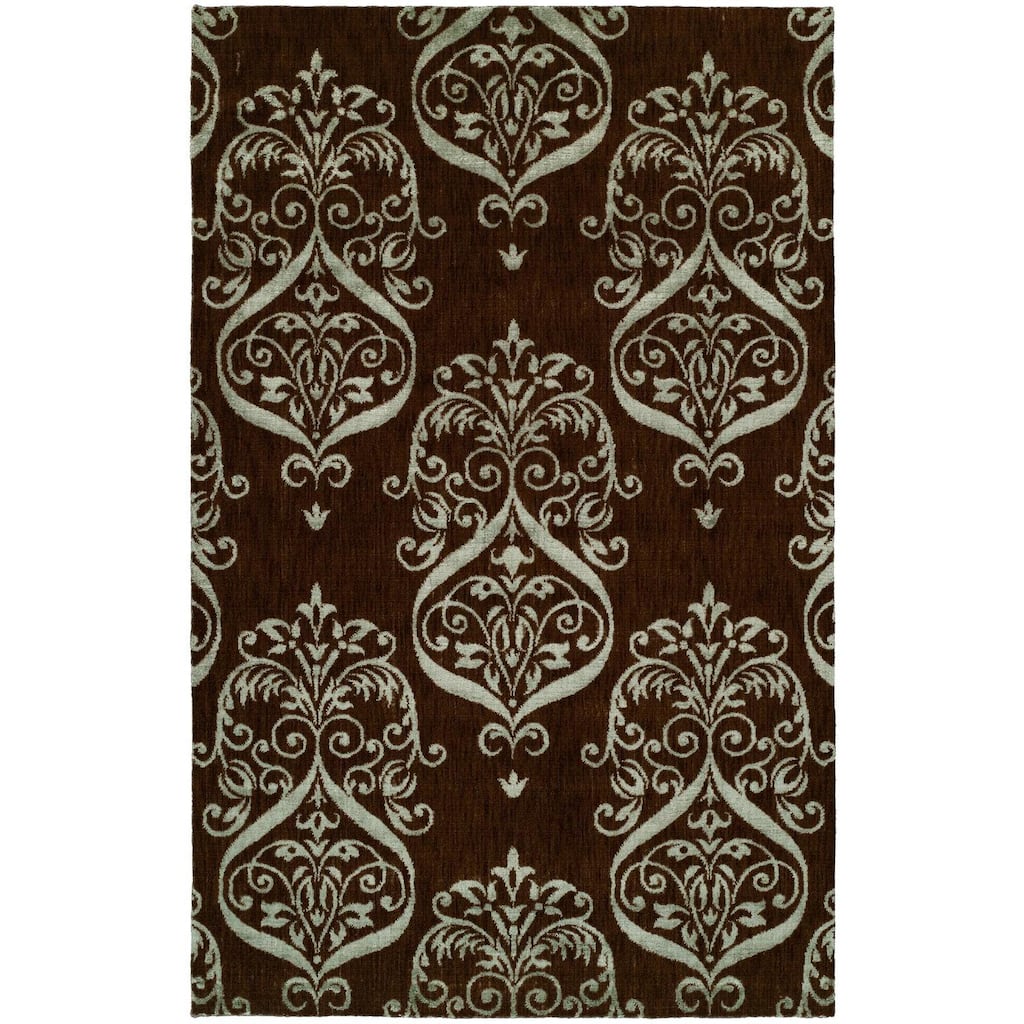 Gramercy Chocolate Brown Viscose and Wool Handmade Area Rug