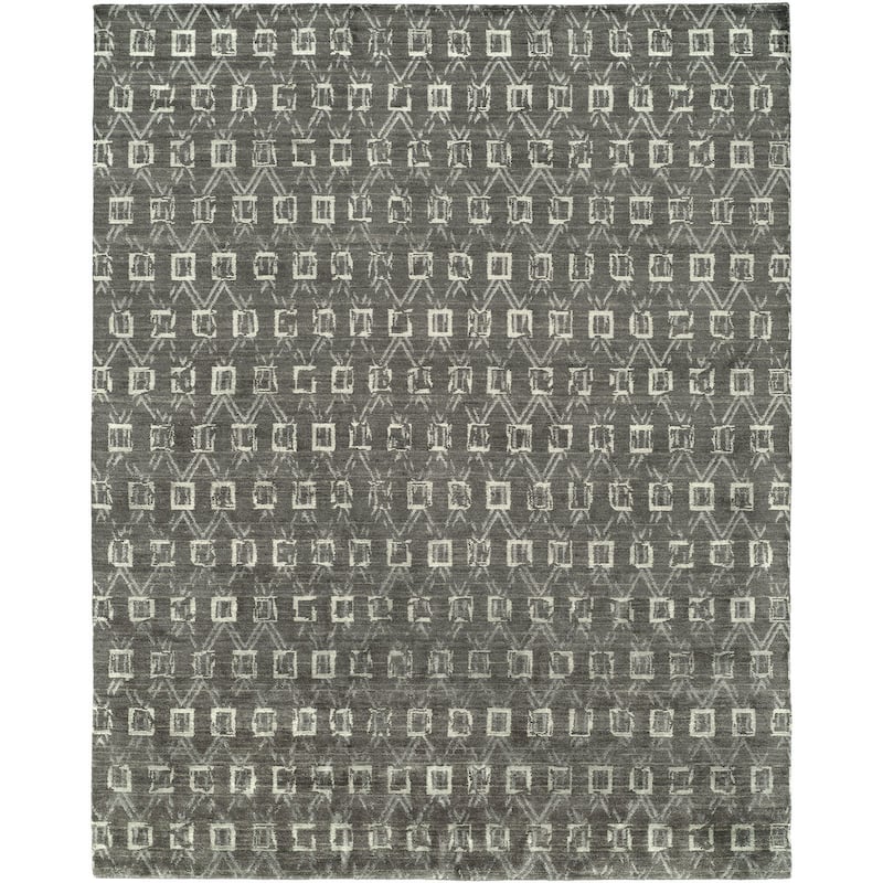 Gramercy Grey/Granite Viscose/Wool Handmade Abstract Area Rug