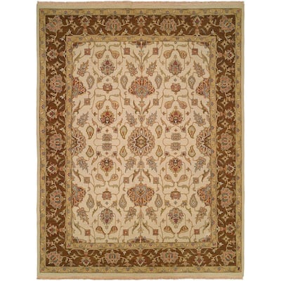 Caspian Soumak Ivory/ Brown Wool Area Rug Ivory/Brown