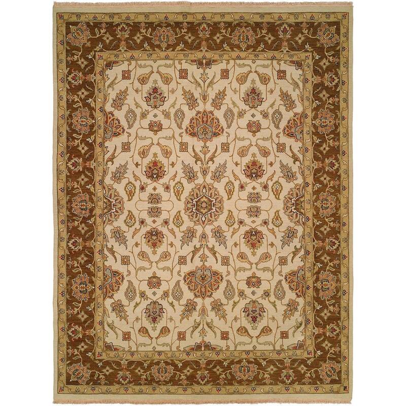 Caspian Soumak Ivory/ Brown Wool Area Rug Ivory/Brown