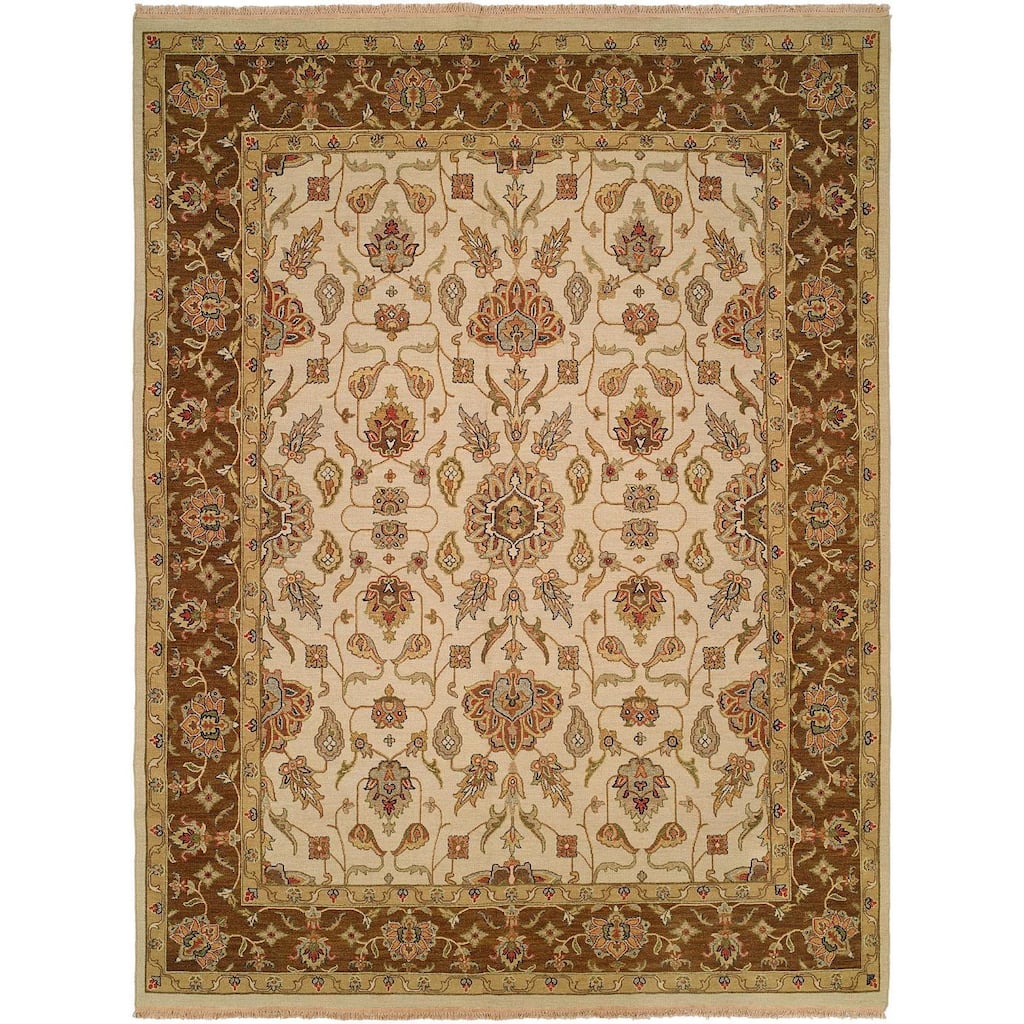 Caspian Soumak Ivory/ Brown Wool Area Rug Ivory/Brown