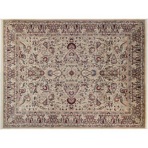 Aness Pak-Persian Kristie Ivory/Drk. Red Wool Rug (9'11 x 13'5) - 9 ft. 11 in. x 13 ft. 5 in. - 9 ft. 11 in. x 13 ft. 5 in.