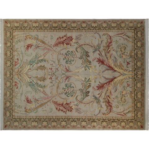 Bhati Pak-Persian Lucia Lt. Gray/Green Wool Rug (10'3 x 14'4) - 10 ft. 3 in. x 14 ft. 4 in. - 10 ft. 3 in. x 14 ft. 4 in.