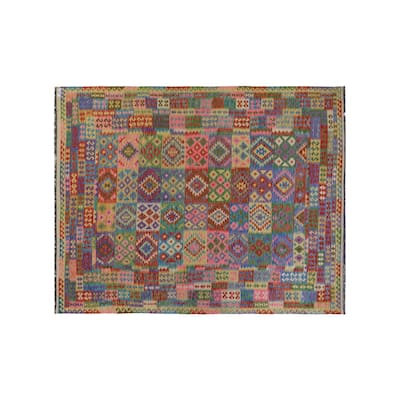 Kilim Arya Rona Pink/Purple Wool Rug (9'6 x 13'0) - 9 ft. 6 in. x 13 ft. 0 in.