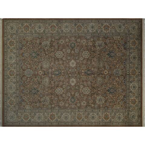 Lahore Pak-Persian Aimee Rust/Tan Wool Rug (10'1 x 13'10) - 10 ft. 1 in. x 13 ft. 10 in. - 10 ft. 1 in. x 13 ft. 10 in.