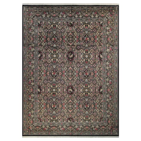 Pak-Persian Aurora Black/Green Wool Rug (10'0 x 13'9) - 10 ft. 0 in. x 13 ft. 9 in. - 10 ft. 0 in. x 13 ft. 9 in.