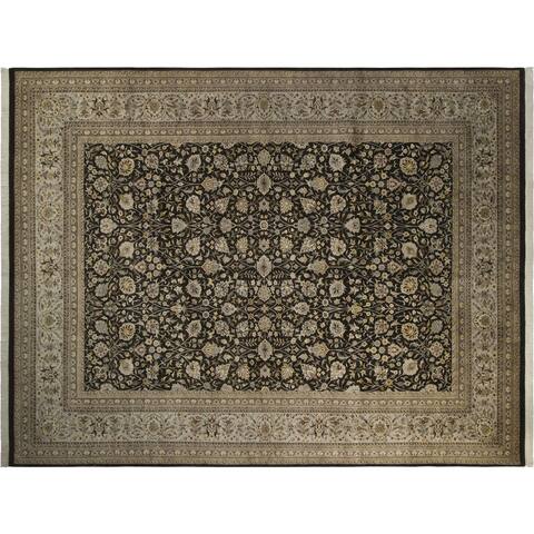 Tabriz Pak-Persian Jewel Charcoal/Gray Wool Rug (10'0 x 14'3) - 10 ft. 0 in. x 14 ft. 3 in. - 10 ft. 0 in. x 14 ft. 3 in.