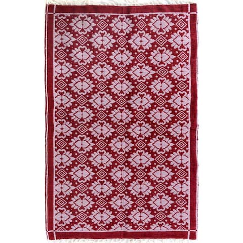 Double-sided Arya Hiram Pink/Pink Chenille Rug (3'10 x 5'10) - 3 ft. 10 in. x 5 ft. 10 in. - 3 ft. 10 in. x 5 ft. 10 in.