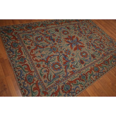 Rich Artisan Azmara Chain Stitch Handwoven Wool Area Rug - Brown/Rust - 6' x 9'