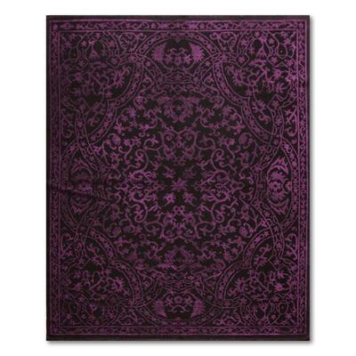 Eclectic Glam Purple Wool Italian-look Turkish Persian Orietal Rug (5'7 x 7'11) - Purple/Black - 5'7" x 7'11"