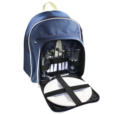 Insulated Picnic Basket Set (Navy Blue)
