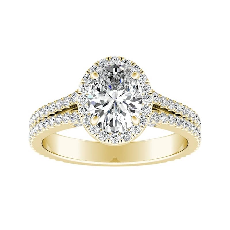 Auriya 14k Gold 9/10ctw Oval-cut Halo Diamond Engagement Ring (I-J, I1-I2)