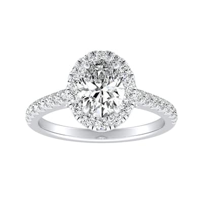 Auriya 14k Gold 3/4ctw Oval-cut Halo Diamond Engagement Ring (I-J, I1-I2)