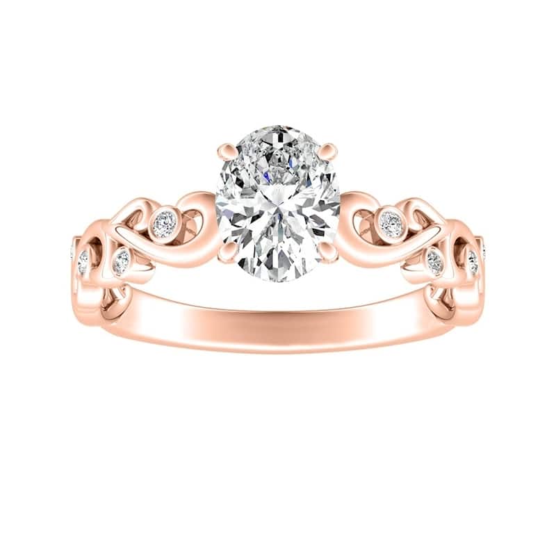 Auriya 14k Gold 1/3ctw Vintage Oval-cut Solitaire Diamond Engagement Ring (I-J, I1-I2) - 6.5 - Rose