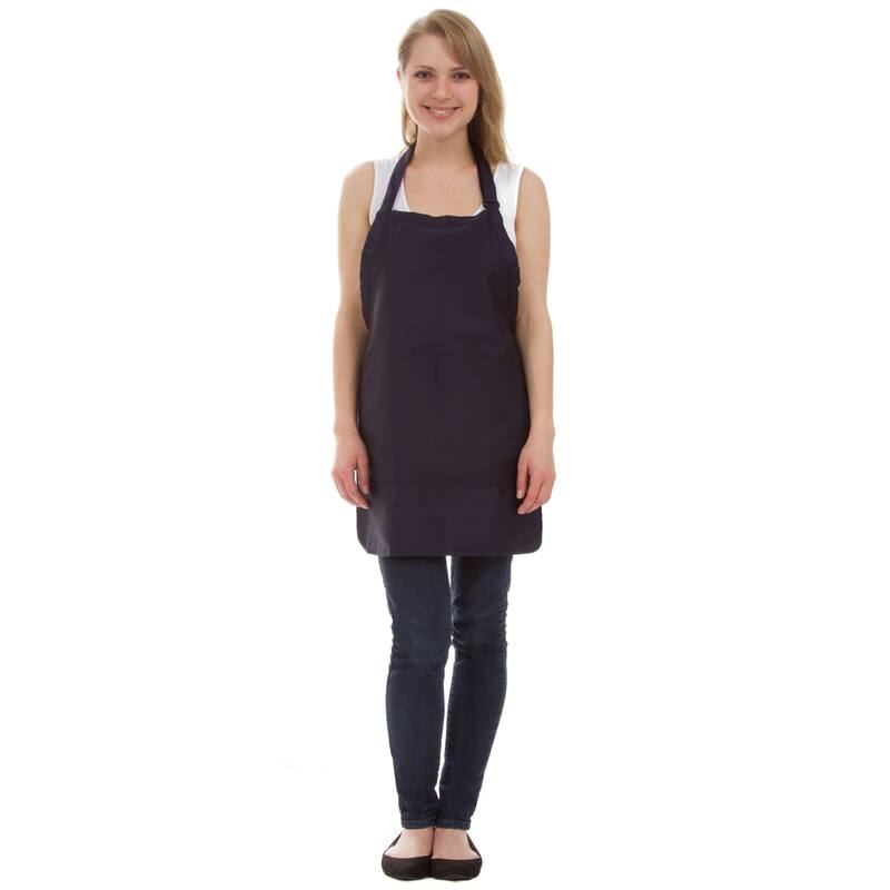 Leisureland Thigh Length Adjustable Pocket Kitchen Apron - Navy