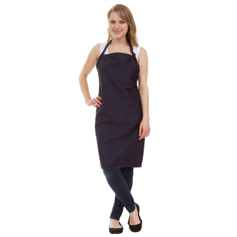Leisureland Full-length Adjustable Kitchen Apron with Pocket - Navy