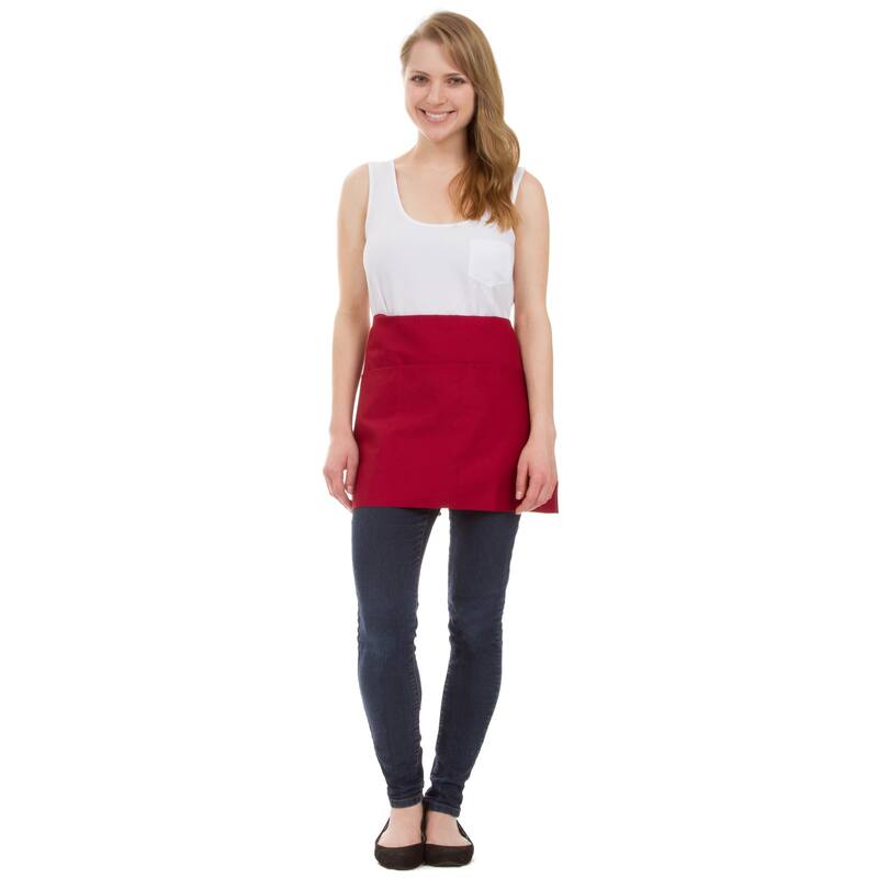 Leisureland Utility Waist Length Adjustable Pocket Kitchen Apron - Burgundy