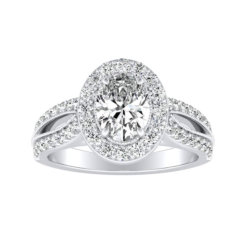 Vintage Halo Oval Diamond Engagement Ring 1ctw 14k Gold by Auriya
