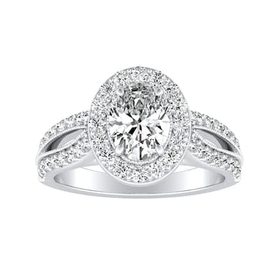 Vintage Halo Oval Diamond Engagement Ring 1ctw 14k Gold by Auriya