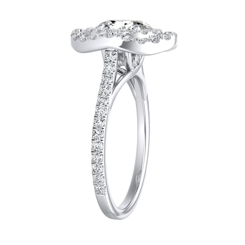 Oval Shape 1 carat TW Double Halo Diamond Engagement Ring 14k Gold by Auriya (I-J, I1-I2)