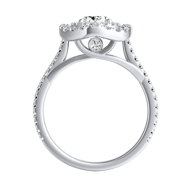 Oval Shape 1 carat TW Double Halo Diamond Engagement Ring 14k Gold by Auriya (I-J, I1-I2)