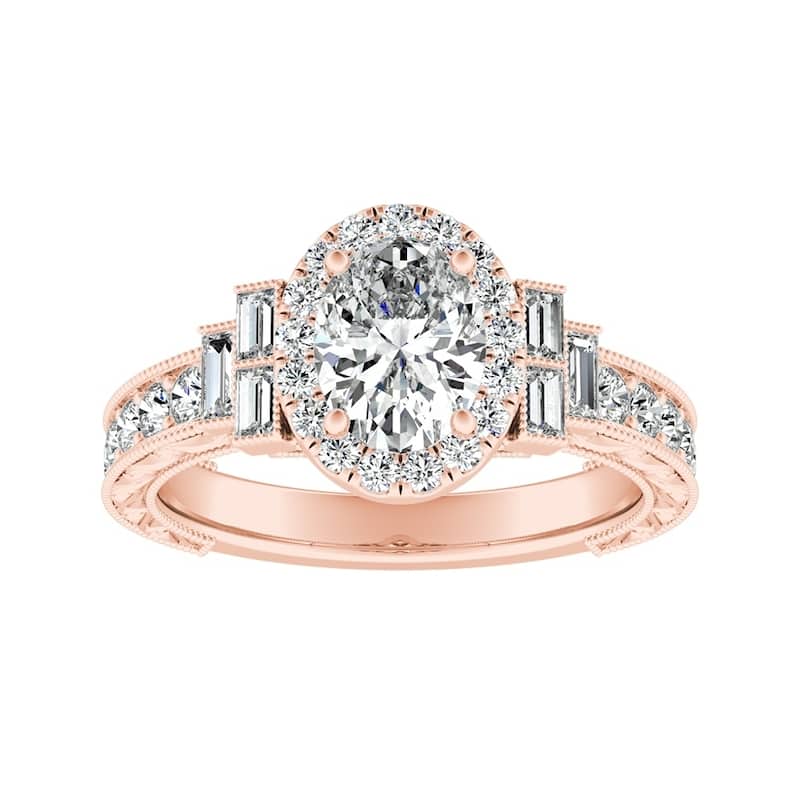 Vintage Art Deco Oval-cut Halo Diamond Ring 1 5/8cttw 14k Gold by Auriya (H-I, I1-I2)