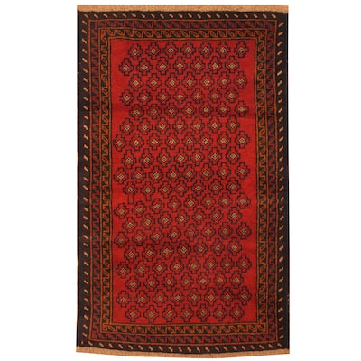 Handmade Herat Oriental Afghan Hand-knotted Tribal Balouchi Wool Rug (Afghanistan)
