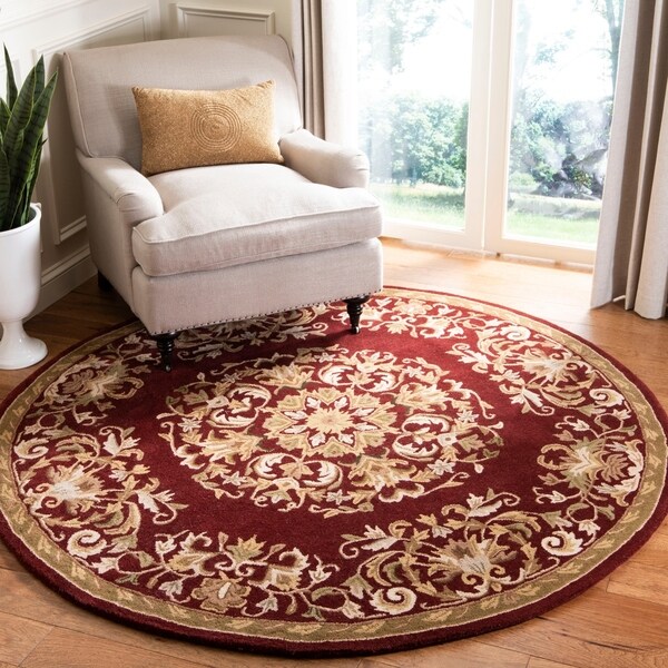 Safavieh Handmade Heritage Timeless Traditional Red Wool Rug - 3'6" x 3'6" Round