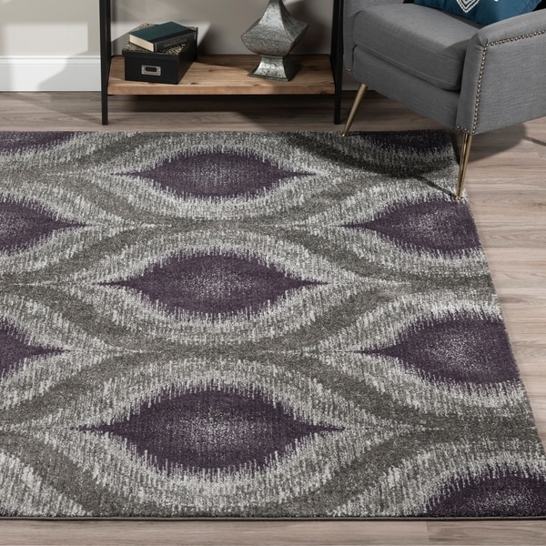 Addison Rugs Platinum Nebulous Eggplant/Grey Modern Area Rug (5'3 x 7'7