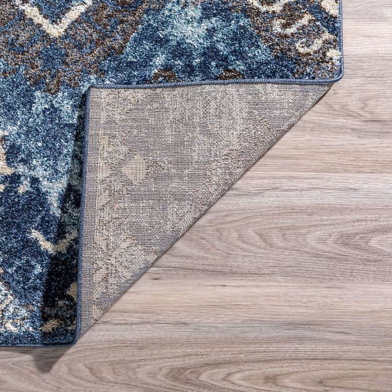 Addison Rugs Blair Blue/Beige Distressed Ikat Area Rug (4'11 x 7') - 4'11"X7'