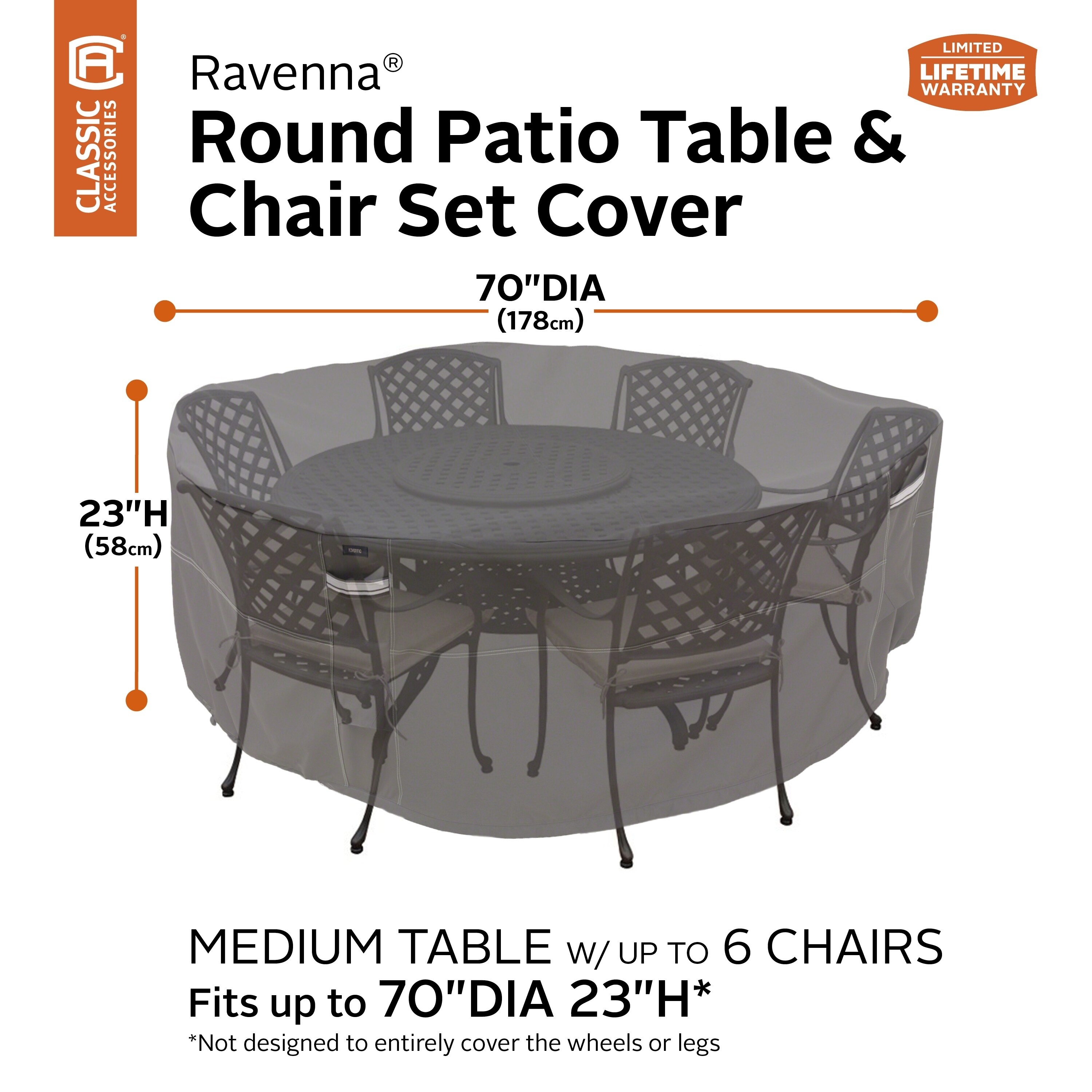 Shop Classic Accessories Ravenna Water Resistant 70 Inch Round Patio Table Chair Set Cover Overstock 18611876