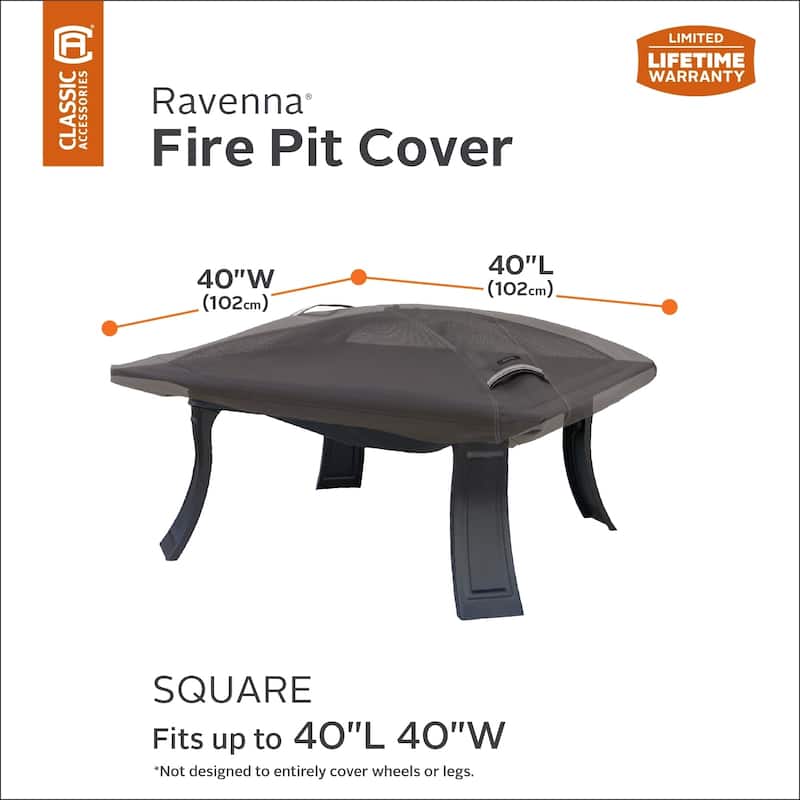 Classic Accessories Ravenna Water-Resistant 40 Inch Square Fire Pit Cover